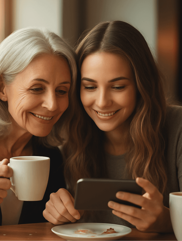 Grandmother and daughter using DAR.WIN together